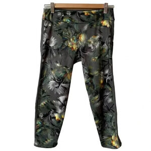 Adidas Energy Running Floral Crop Leggings Size Small Gray Climacool